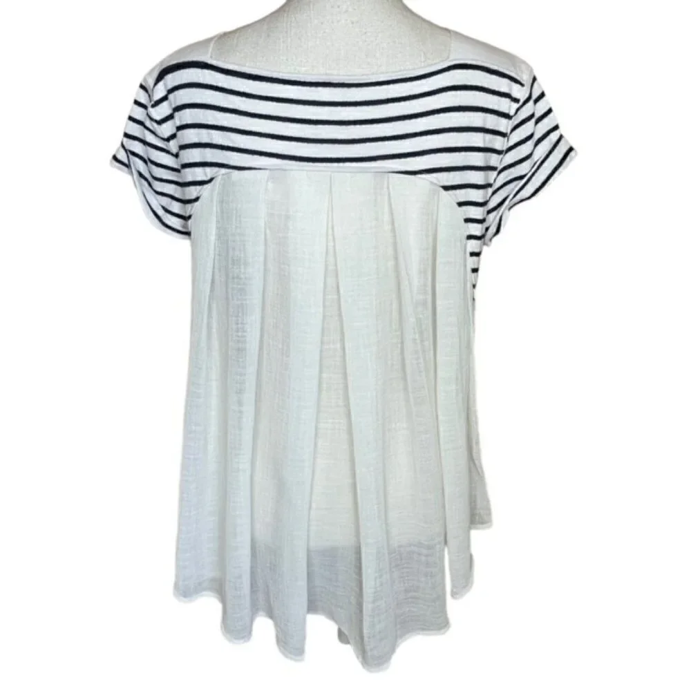 FREE PEOPLE French Kiss Striped Mixed Media Blouse - Size Small